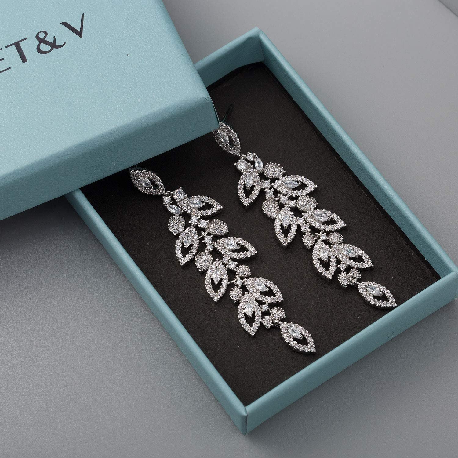 SWEETV Wedding Bridal Chandelier Earrings, Crystal Rhinestone Drop Dangle Earrings for Women Brides Apparel & Accessories > Jewelry > Earrings SWEETV   