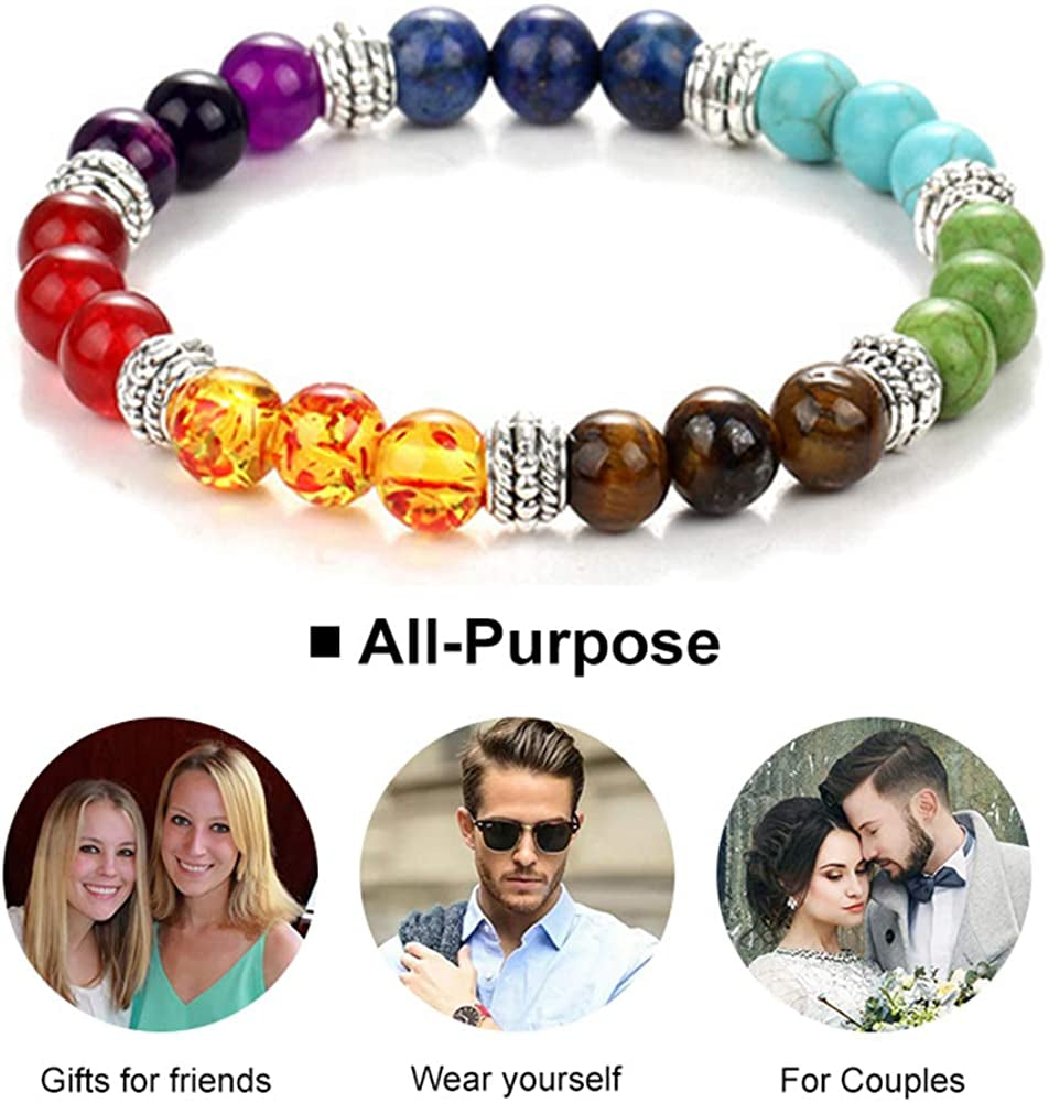 Black Lava Stone 7 Chakra Bracelets 6Pcs Mix 8Mm Yinyang Rock Bead Elastic Natural Stones Gemstones Oil Diffuser Yoga Menditation Beads Bracelets for Men Women Girls Jewelry (6Pcs Lava Stone Bracelet) Apparel & Accessories > Jewelry > Bracelets Cmidy   