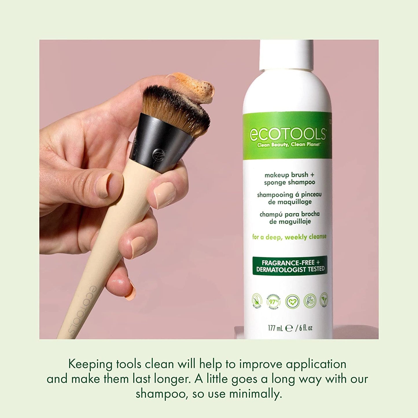 Ecotools Makeup Brush and Sponge Cleansing Shampoo Bundle, Removes Dirt and Oil Impurities from Face Brushes, Hyoallergenic, 6 Fl.Oz./ 177 Ml Each, 2 Count Health & Beauty > Personal Care > Cosmetics > Cosmetic Tools > Makeup Tools EcoTools   
