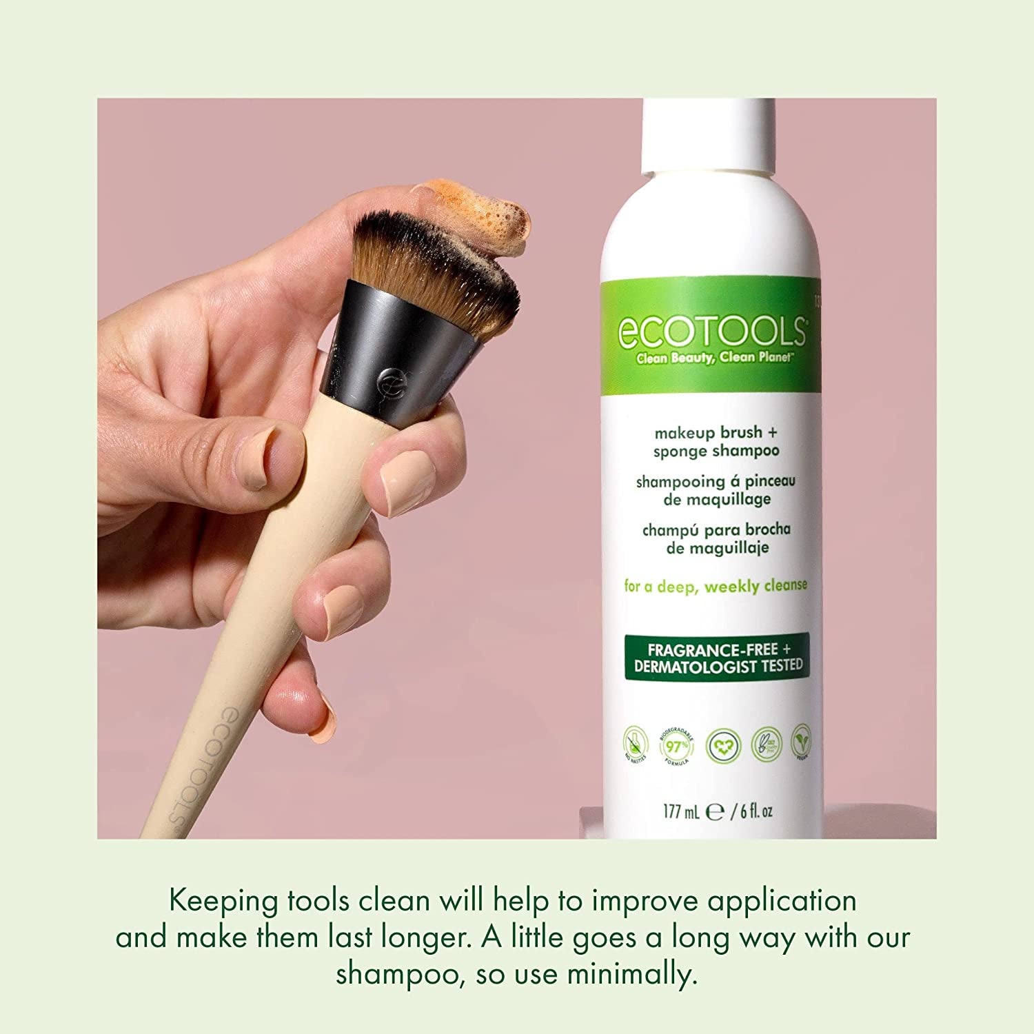 Ecotools Makeup Brush and Sponge Cleansing Shampoo Bundle, Removes Dirt and Oil Impurities from Face Brushes, Hyoallergenic, 6 Fl.Oz./ 177 Ml Each, 2 Count Health & Beauty > Personal Care > Cosmetics > Cosmetic Tools > Makeup Tools EcoTools   