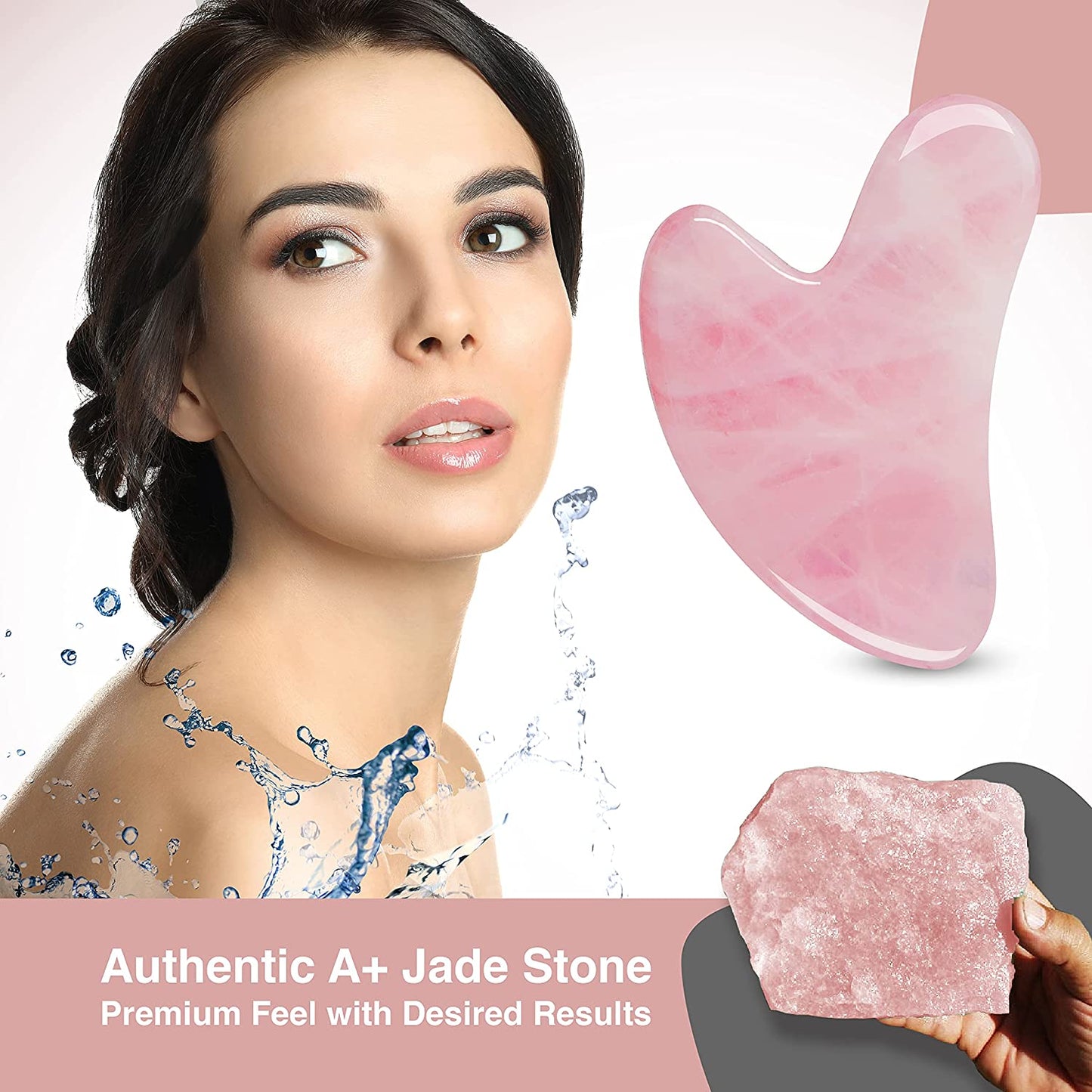 Guasha Tool for Face - Rose Quartz Gua Sha Facial Tools for Face & Body SPA - Heart Shape Gua Sha Massage Scrapper Tool, Real Natural Gua Sha Jade Stone for Treatment to Relieve Muscles Tension Health & Beauty > Personal Care > Cosmetics > Cosmetic Tools > Skin Care Tools RFAQK   