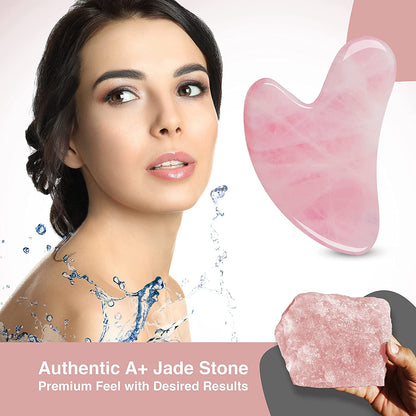 Guasha Tool for Face - Rose Quartz Gua Sha Facial Tools for Face & Body SPA - Heart Shape Gua Sha Massage Scrapper Tool, Real Natural Gua Sha Jade Stone for Treatment to Relieve Muscles Tension Health & Beauty > Personal Care > Cosmetics > Cosmetic Tools > Skin Care Tools RFAQK   