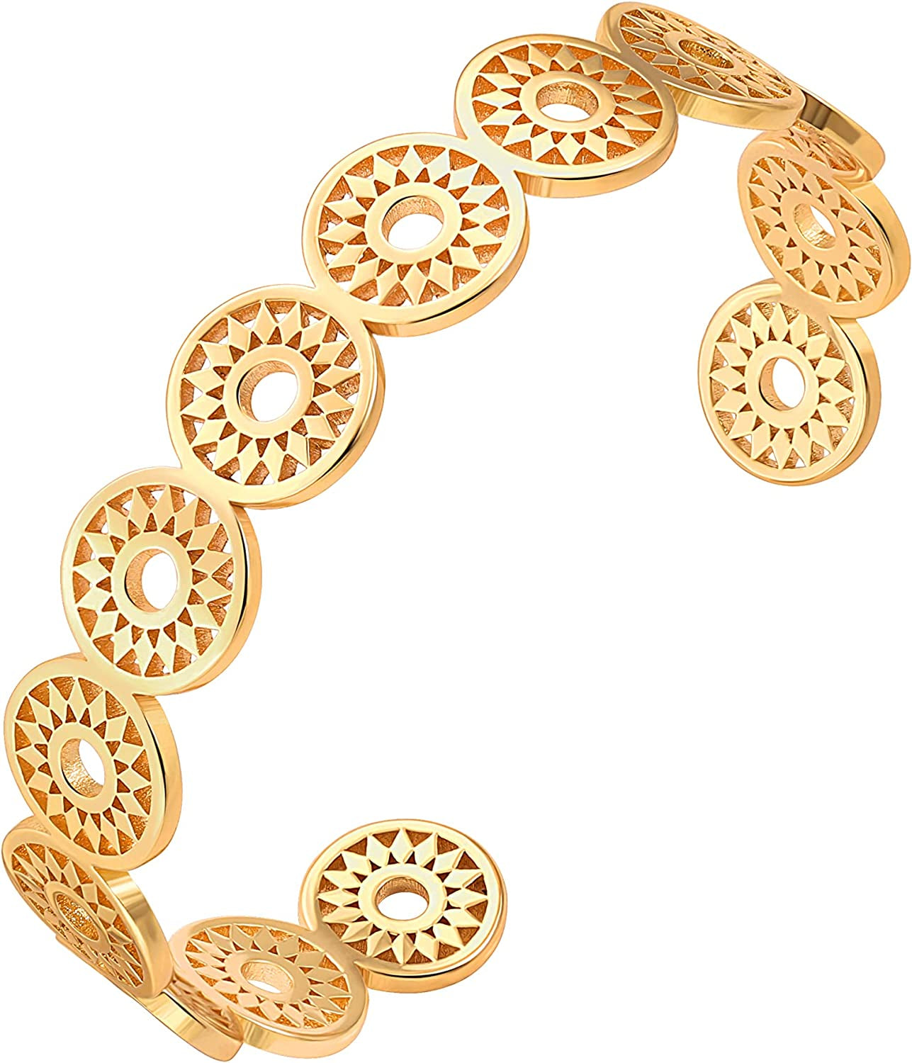 Dainty Gold Bar Bracelet for Women Simple Delicate Thin Cuff Bangle Hook Bracelet 18K Gold Plated Handmade Minimalist Jewelry Apparel & Accessories > Jewelry > Bracelets Annie 9.Sunflower  