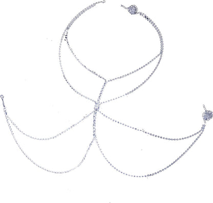 Bohemian Chain Bra Sexy Beads Shiny Luxury Long Rhinestone Bra Body Chains Statement Body Chain Jewelry Cross for Women Beach Body Accessories Apparel & Accessories > Jewelry > Body Jewelry China Silver 2  