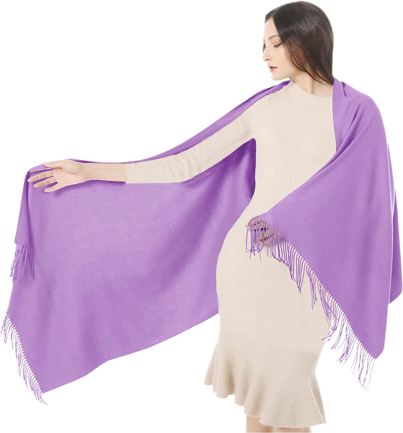 Women Shawl Wrap Scarf Pashmina Gifts Idea Wedding Christmas Birthday Large Soft Stole Apparel & Accessories > Clothing Accessories > Scarves & Shawls Gomust Lilac  
