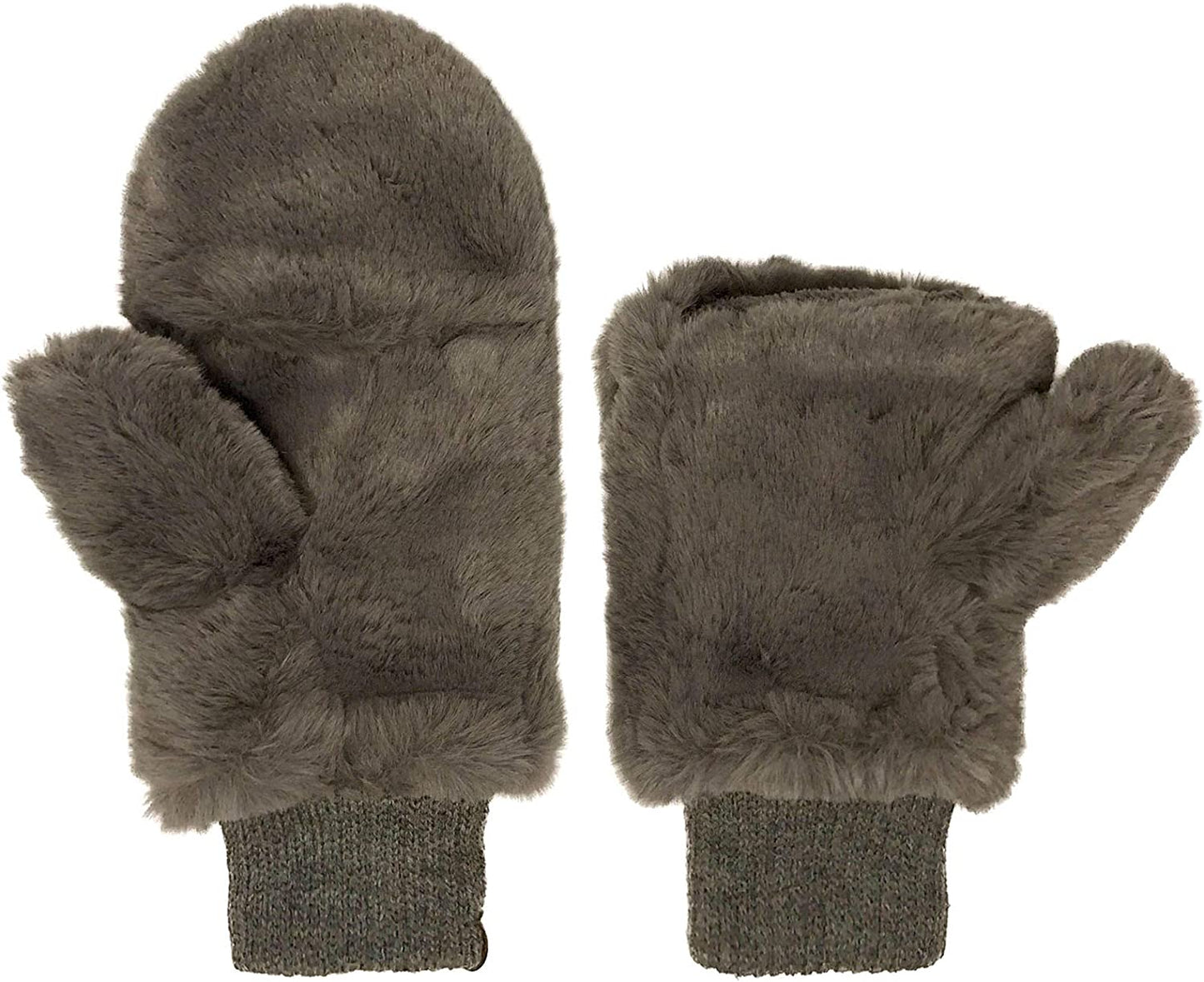 CC Soft Faux Fur Fuzzy Lined Flip up down Top Fingerless Mitten Gloves Apparel & Accessories > Clothing Accessories > Gloves & Mittens C.C   