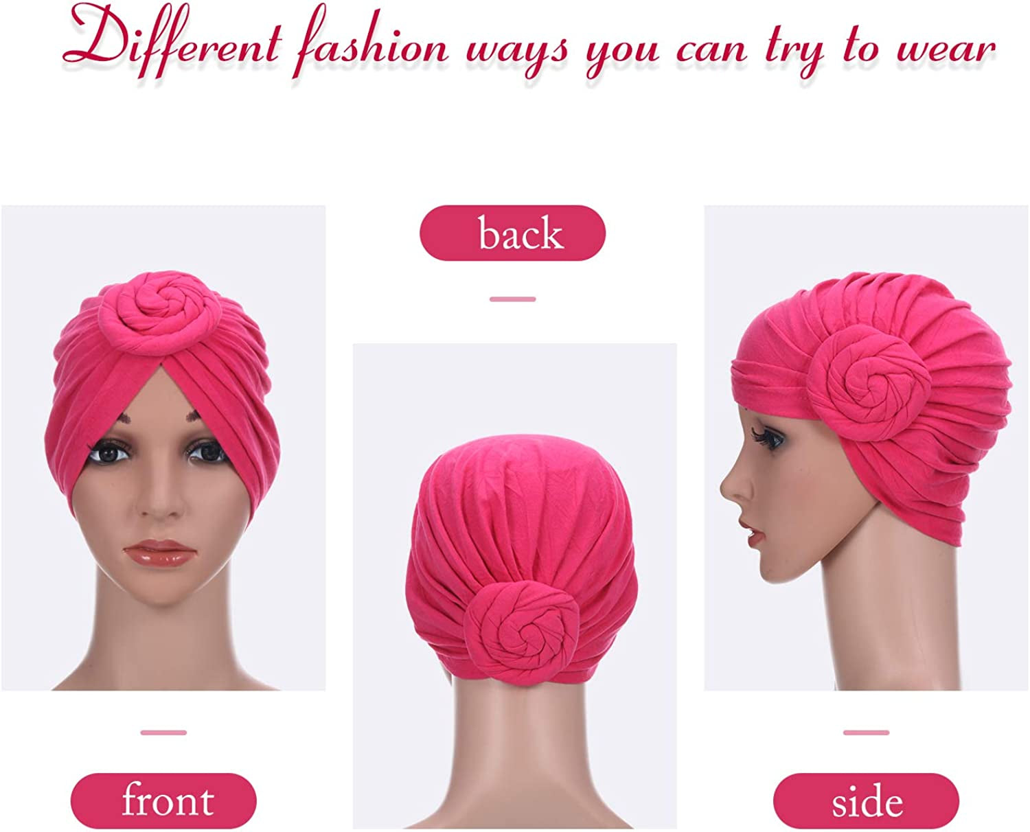 SATINIOR 6 Pieces Women African Turban Flower Knot Pre-Tied Bonnet Beanie Cap Headwrap Apparel & Accessories > Clothing Accessories > Headwear SATINIOR   