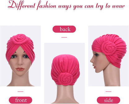 SATINIOR 6 Pieces Women African Turban Flower Knot Pre-Tied Bonnet Beanie Cap Headwrap Apparel & Accessories > Clothing Accessories > Headwear SATINIOR   