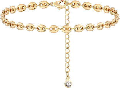 VACRONA Gold Anklets for Women 14K Gold Plated Boho Beach Beaded Chain Anklet Dainty Turquoises Evil Eye Ankle Bracelet Adjustable Chain Anklet Foot Jewelry Apparel & Accessories > Jewelry > Anklets VACRONA Pig Nose  