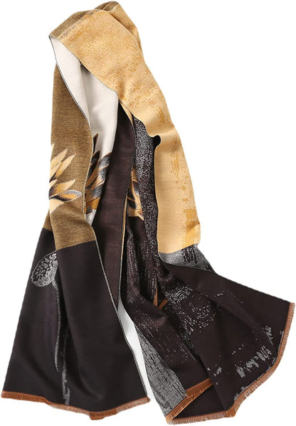 Jeelow Winter Pashmina Blanket Scarfs Shawls Wraps Open Front Poncho Cape for Women Wedding Evening Dresses Apparel & Accessories > Clothing Accessories > Scarves & Shawls Jeelow California Orange  