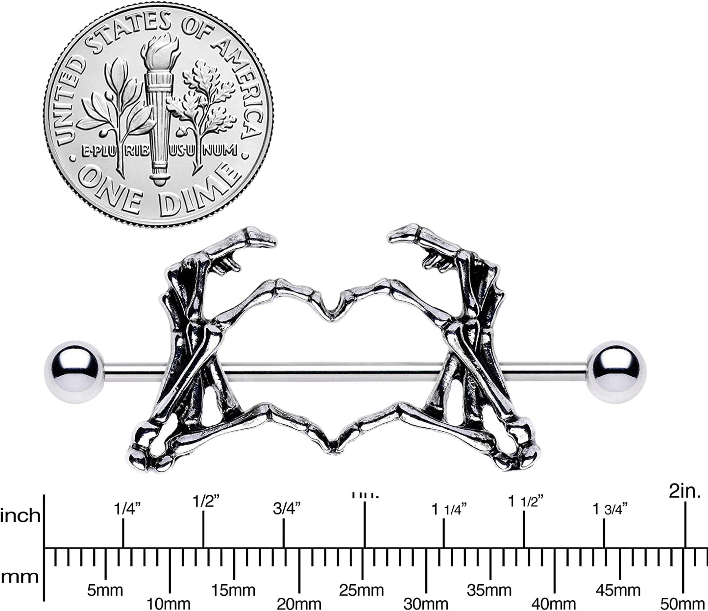 Body Candy Nipplerings Piercing Women 14G 1 1/2" Stainless Steel Skeleton Heart 2Pc Dangle Nipple Ring Set 38Mm Apparel & Accessories > Jewelry > Body Jewelry Body Candy   