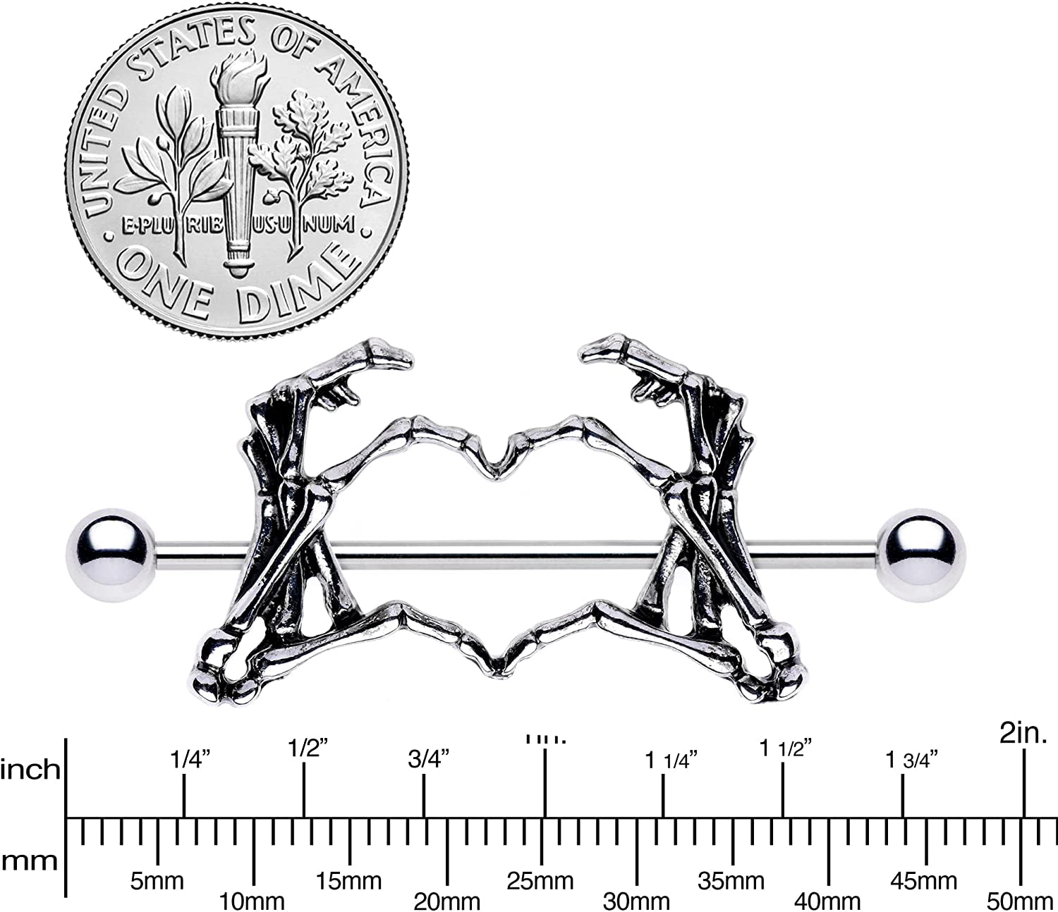 Body Candy Nipplerings Piercing Women 14G 1 1/2" Stainless Steel Skeleton Heart 2Pc Dangle Nipple Ring Set 38Mm Apparel & Accessories > Jewelry > Body Jewelry Body Candy   