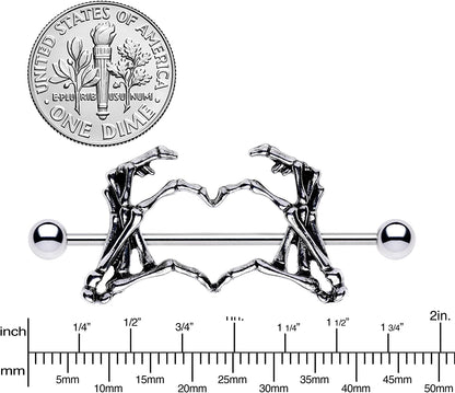 Body Candy Nipplerings Piercing Women 14G 1 1/2" Stainless Steel Skeleton Heart 2Pc Dangle Nipple Ring Set 38Mm Apparel & Accessories > Jewelry > Body Jewelry Body Candy   