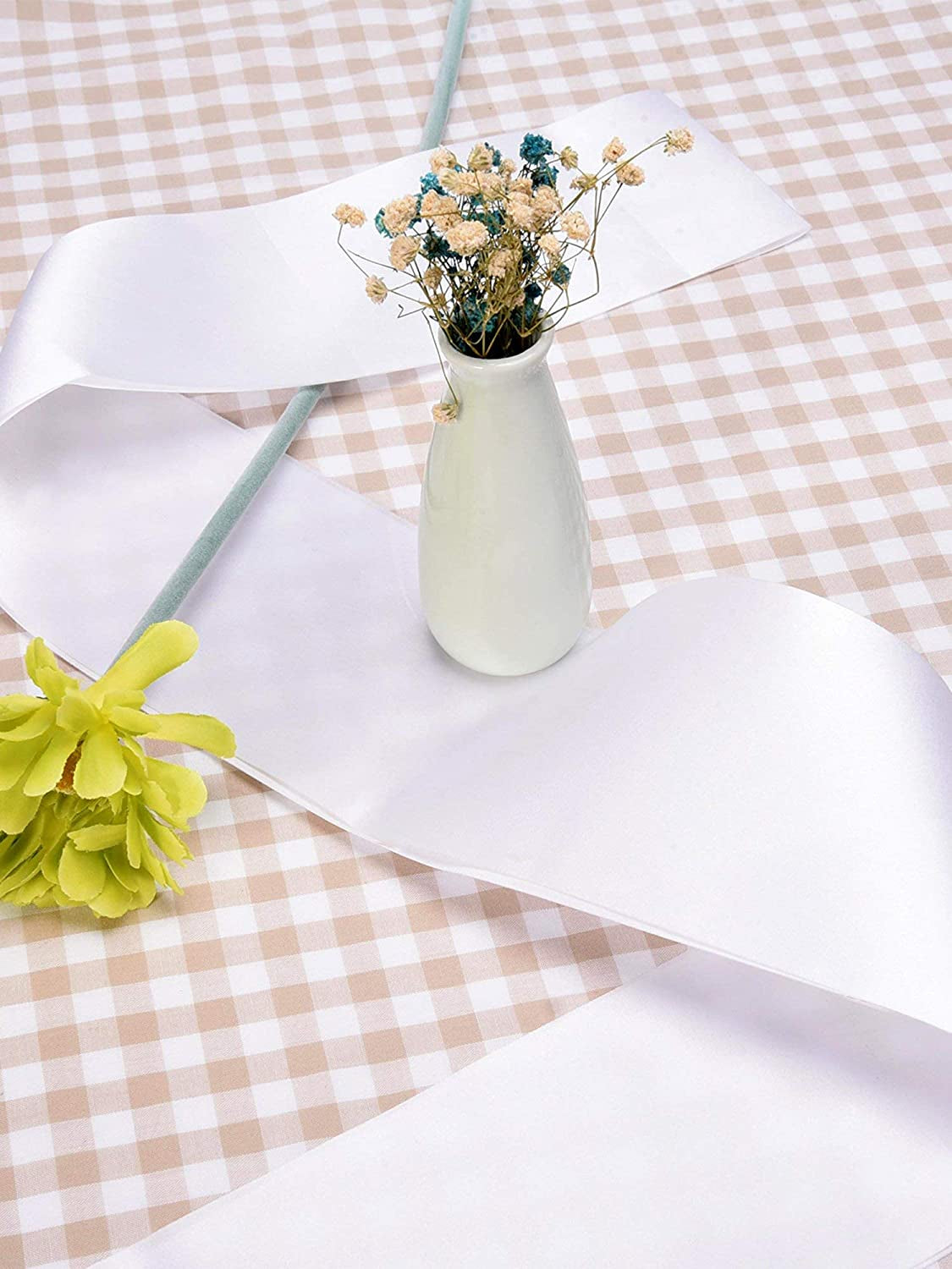Blank Satin Sash Party Accessory for Wedding, Party Decorations and DIY, White (2) Apparel & Accessories > Clothing Accessories > Sashes EBOOT   
