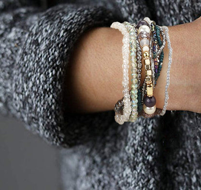 FIBO STEEL 6 Sets Bohemian Stackable Bead Bracelets for Women Stretch Multilayered Bracelet Set Multicolor Jewelry Apparel & Accessories > Jewelry > Bracelets FIBO STEEL   
