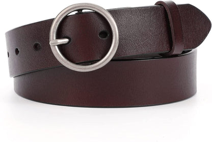 WERFORU Women Casual Dress Belt Fashion Leather Belt with O Ring Buckle for Jeans Pants Apparel & Accessories > Clothing Accessories > Belts WERFORU G-coffee Suit Pant Size 29"-34" 