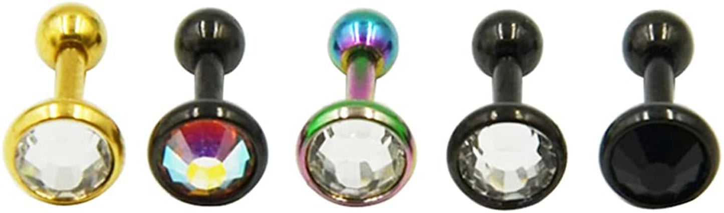 Pair Stainless Steel Anodized Flat CZ Gem Ear Tragus Cartilage Helix Stud Piercing Body Jewelry Retainers Earring Barbell Stud Useful and Nice Apparel & Accessories > Jewelry > Body Jewelry Generic   