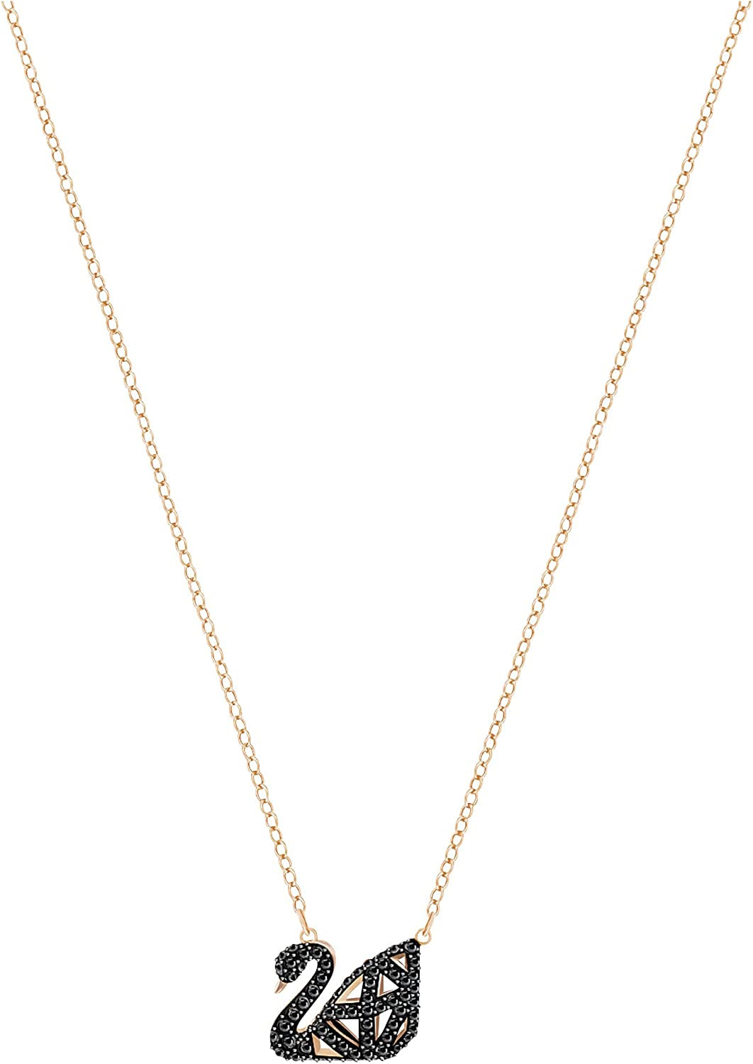 Swarovski Iconic Swan Jewelry Collection, Rose Gold Tone Finish, Black Crystals Apparel & Accessories > Jewelry > Earrings SWAROVSKI Reversible Swan Necklace  