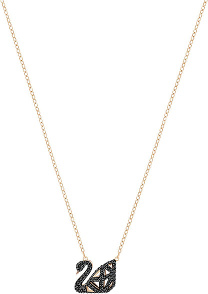 Swarovski Iconic Swan Jewelry Collection, Rose Gold Tone Finish, Black Crystals Apparel & Accessories > Jewelry > Earrings SWAROVSKI Reversible Swan Necklace  