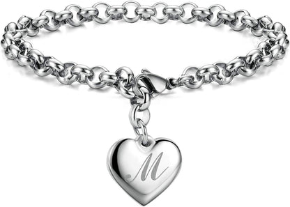 Heart Initial Charm Bracelets for Teen Girls Letters Alphabet Bracelet Jewelry for Girls Gifts for Teenage Girls Apparel & Accessories > Jewelry > Bracelets Monily M  