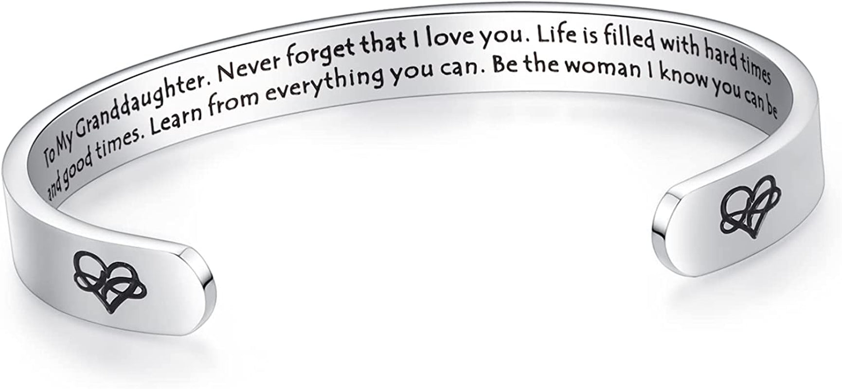 Aryahozel Motivational Cuff Bracelet for Women Girls, Personalized Jewelry Gifts for Her Daughter Mom Sister Niece Best Friends, Engraved Different Sayings Apparel & Accessories > Jewelry > Bracelets AryaHozel Granddaughter Gift-To my granddaughter, Never forget that...  