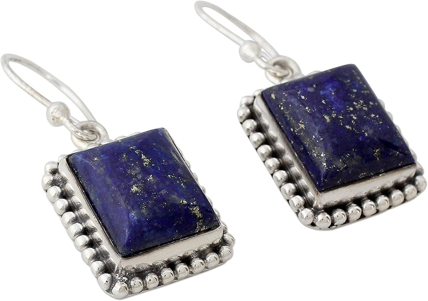 NOVICA Lapis Lazuli .925 Sterling Silver Rectangular Dangle Earrings 'Good Will Spirit' Apparel & Accessories > Jewelry > Earrings NOVICA   