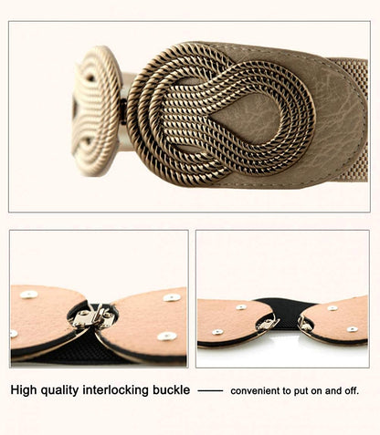 VOCHIC 2Pcs Vintage Basic Stretchy Elastic Wide Waist Belt for Womens Dress Metal Interlock Buckle Apparel & Accessories > Clothing Accessories > Belts VOCHIC   