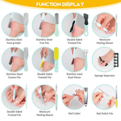 Pedicure Foot File Tools Kit - Professional Feet Corns Callus Remover Shaver Hard Dead Skin Removal Double-Sided Home Professional Wet Dry Use Best Gift for Family Friends Men Women Foot Care Set Health & Beauty > Personal Care > Foot Care soulkoo   