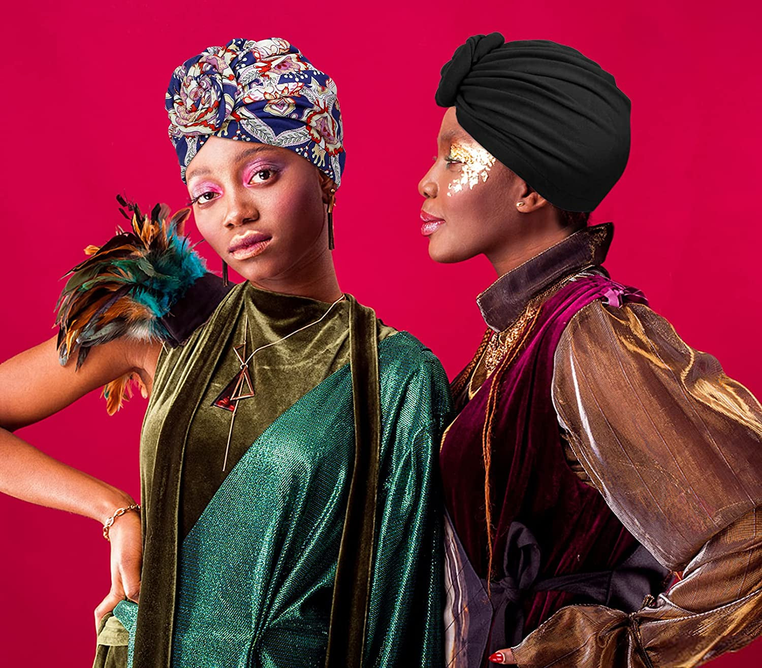 Chalier African Head Wrap for Women Knot Pre-Tied Fashion Turbans Head Wraps Beanie Hat Apparel & Accessories > Clothing Accessories > Bandanas & Headties Chalier   