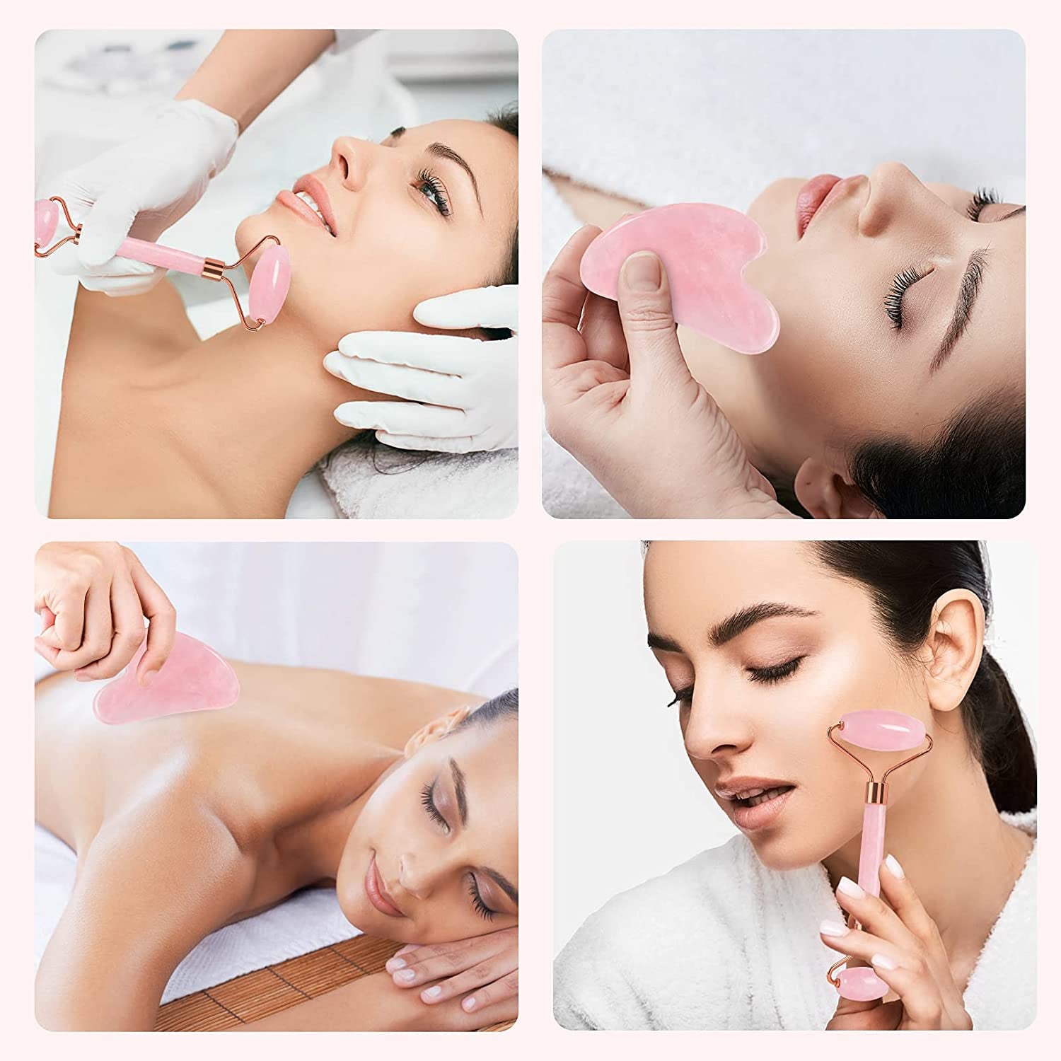FACEMADE Gua Sha and Jade Roller, Gua Sha Massage Tool for Skin Care, Jade Roller for Face, Eyes, Body Muscle Relaxation and Relieve Wrinkles and Fine Lines Health & Beauty > Personal Care > Cosmetics > Cosmetic Tools > Skin Care Tools FACEMADE   