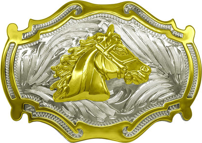 Moranse Religion Cross Cowboy Kneeling Prayer and Horse Design Belt Buckles Apparel & Accessories > Clothing Accessories > Belt Buckles Moranse Golden Horse Head  