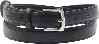 Maikun Womens Belt Skinny Leather Solid Color Pin Buckle Simple Waist for Girls Ladies Apparel & Accessories > Clothing Accessories > Belts maikun Black 46.5" long, for waist size 39-42" 