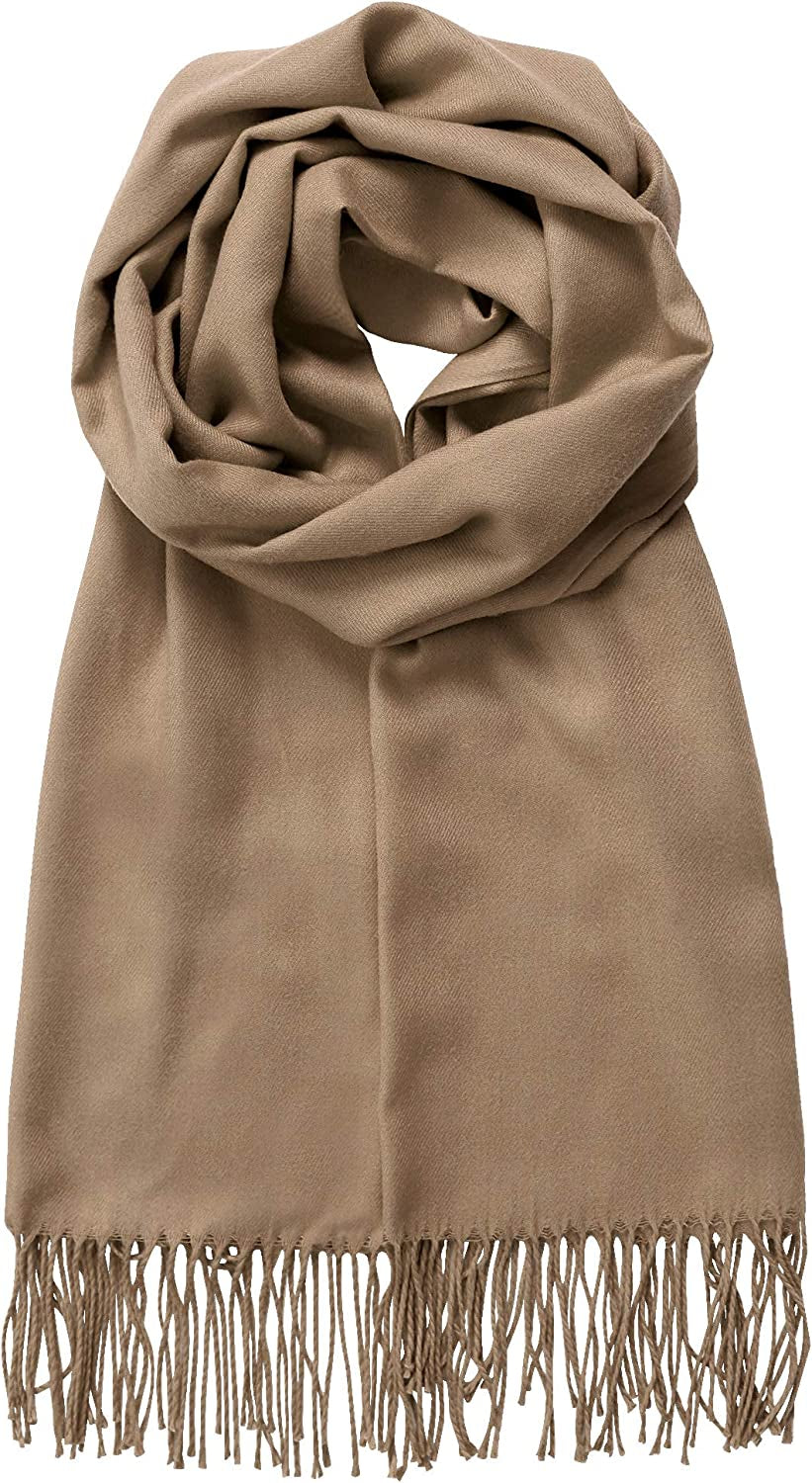 Made by Johnny Unisex Large Lightweight Soft Silky Real Cashmere Shawl Wrap Scarf Apparel & Accessories > Clothing Accessories > Scarves & Shawls Made By Johnny Wsk2091_taupe One_Size 