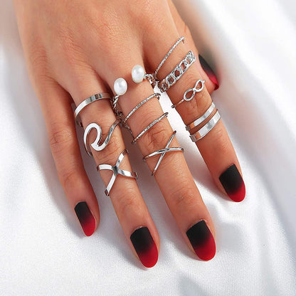 58PCS Boho Knuckle Rings Crystal Stackable Rings Set for Women Teen Girls Vintage Gold Silver Midi Joint Nail Finger Rings Set