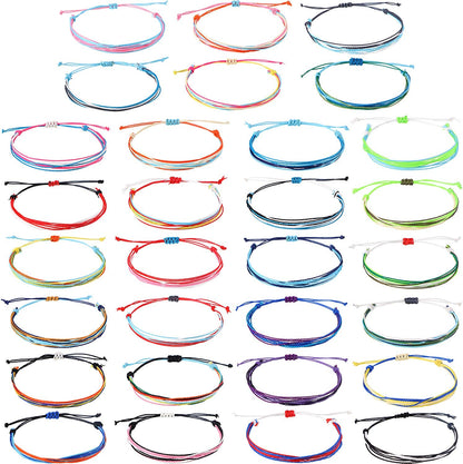 Hicarer 30 Pieces Adjustable Woven Anklets Bracelets Bohemian Braided Rope Bracelets Waterproof Wax Coated Anklets for Women Apparel & Accessories > Jewelry > Anklets Hicarer   