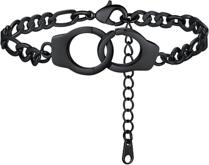 Findchic Handcuff Ankle Bracelets for Women Stainless Steel/18K Gold Plated Ankle Chain Punk Jewelry Apparel & Accessories > Jewelry > Anklets FindChic 1.handcuff & black  
