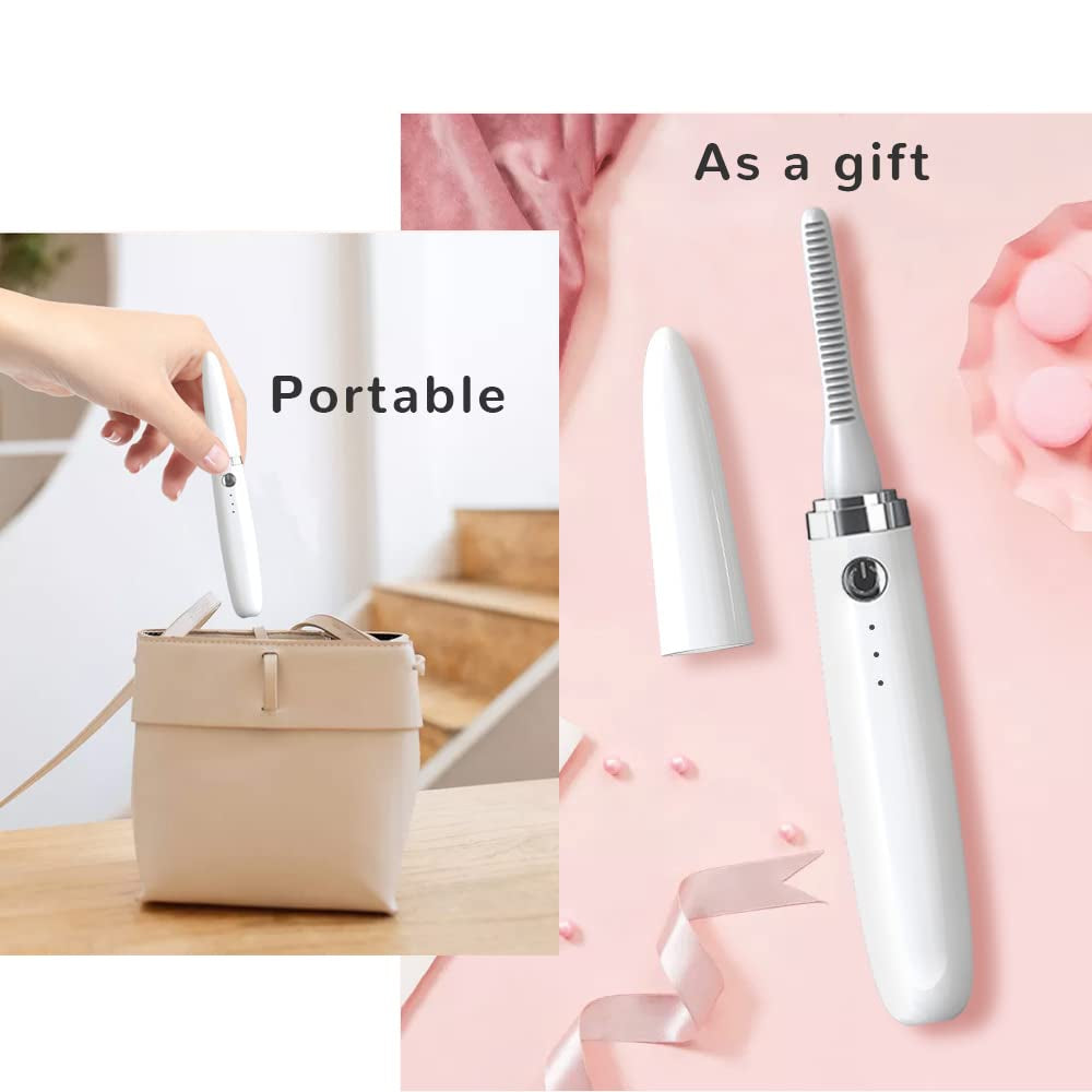 Heated Eyelash Curler with 3 Temperature Setting Natural Long-Lasting Waterprooft and Rechargeable Eye Beauty Makeup Tools for Women&Girl (White) Health & Beauty > Personal Care > Cosmetics > Cosmetic Tools > Makeup Tools Spmmmner   