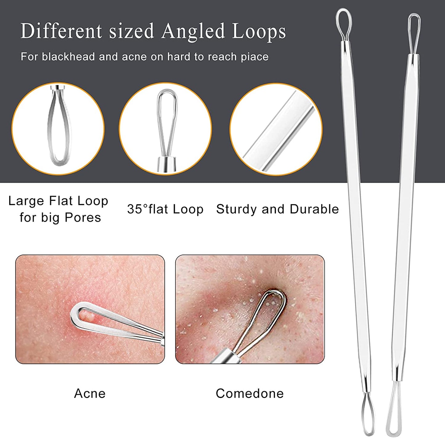 Boxoyx Pimple Popper Tool Kit - 6Pcs Blackhead Remover Comedone Extractor Tool Kit with Metal Case for Quick and Easy Removal of Pimples, Blackheads, Zit Removing, Forehead, Facial and Nose(Silver) Health & Beauty > Personal Care > Cosmetics > Cosmetic Tools > Skin Care Tools Boxoyx   