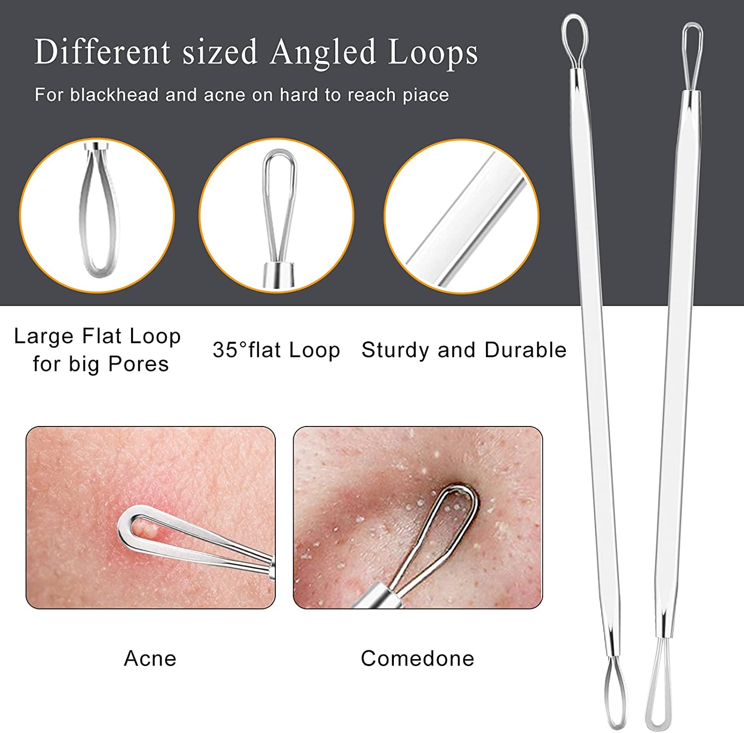 Boxoyx Pimple Popper Tool Kit - 6Pcs Blackhead Remover Comedone Extractor Tool Kit with Metal Case for Quick and Easy Removal of Pimples, Blackheads, Zit Removing, Forehead, Facial and Nose(Silver) Health & Beauty > Personal Care > Cosmetics > Cosmetic Tools > Skin Care Tools Boxoyx   