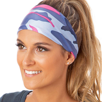 Hipsy Adjustable & Stretchy Printed Xflex Wide Headbands for Women Girls & Teens Apparel & Accessories > Clothing Accessories > Bandanas & Headties Hipsy Xflex Blue Camo 1pk  
