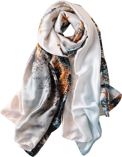 NUWEERIR Womens 100% Large Mulberry Silk Scarf Long Satin Scarf Fashion Designer Scarf Lightweight Wraps Apparel & Accessories > Clothing Accessories > Scarves & Shawls NUWEERIR 72  