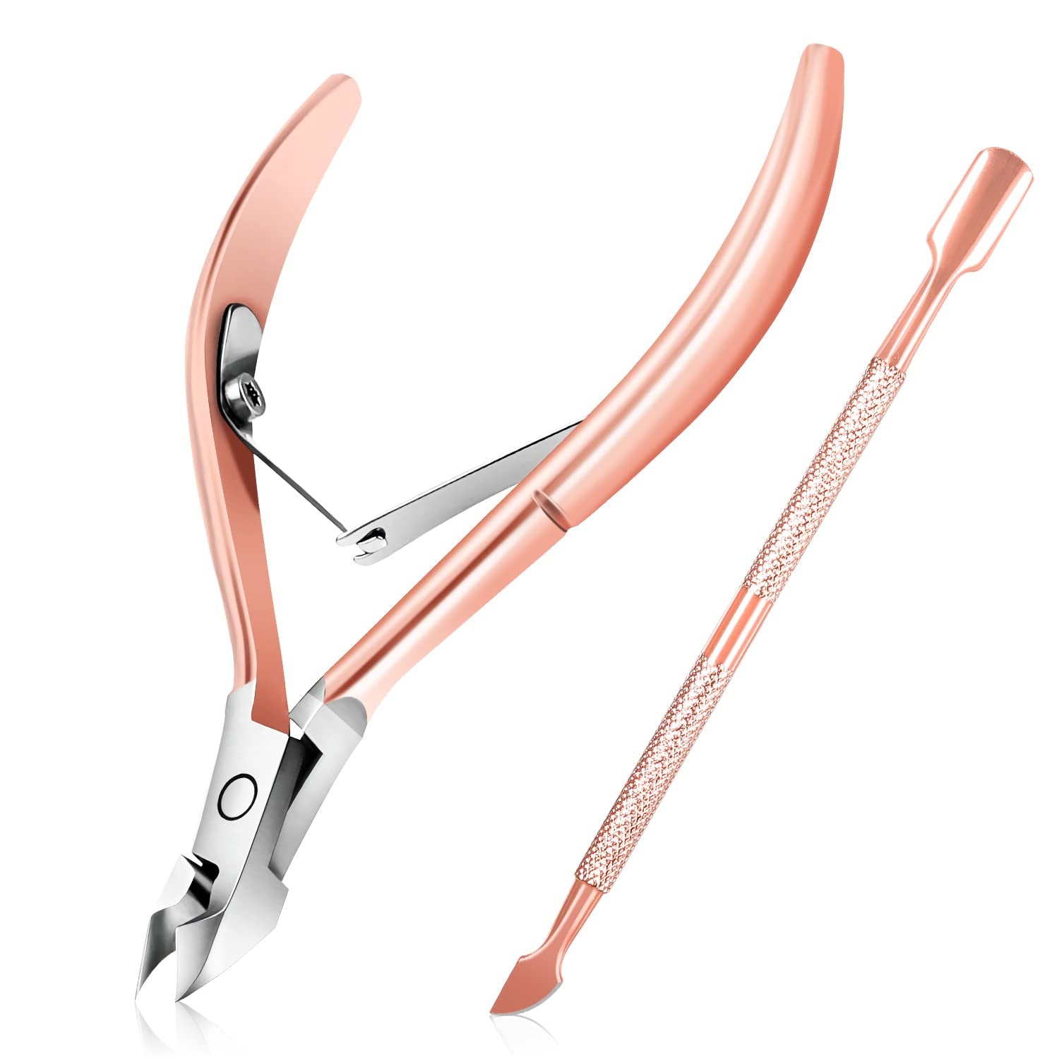 Cuticle Trimmer with Cuticle Pusher, Easkep Cuticle Remover Cuticle Nipper Professional Stainless Steel Cuticle Cutter Clipper Pedicure Manicure Tools for Fingernails and Toenails (D501-Black) Health & Beauty > Personal Care > Cosmetics > Cosmetic Tools > Nail Tools Easkep Rose Gold  