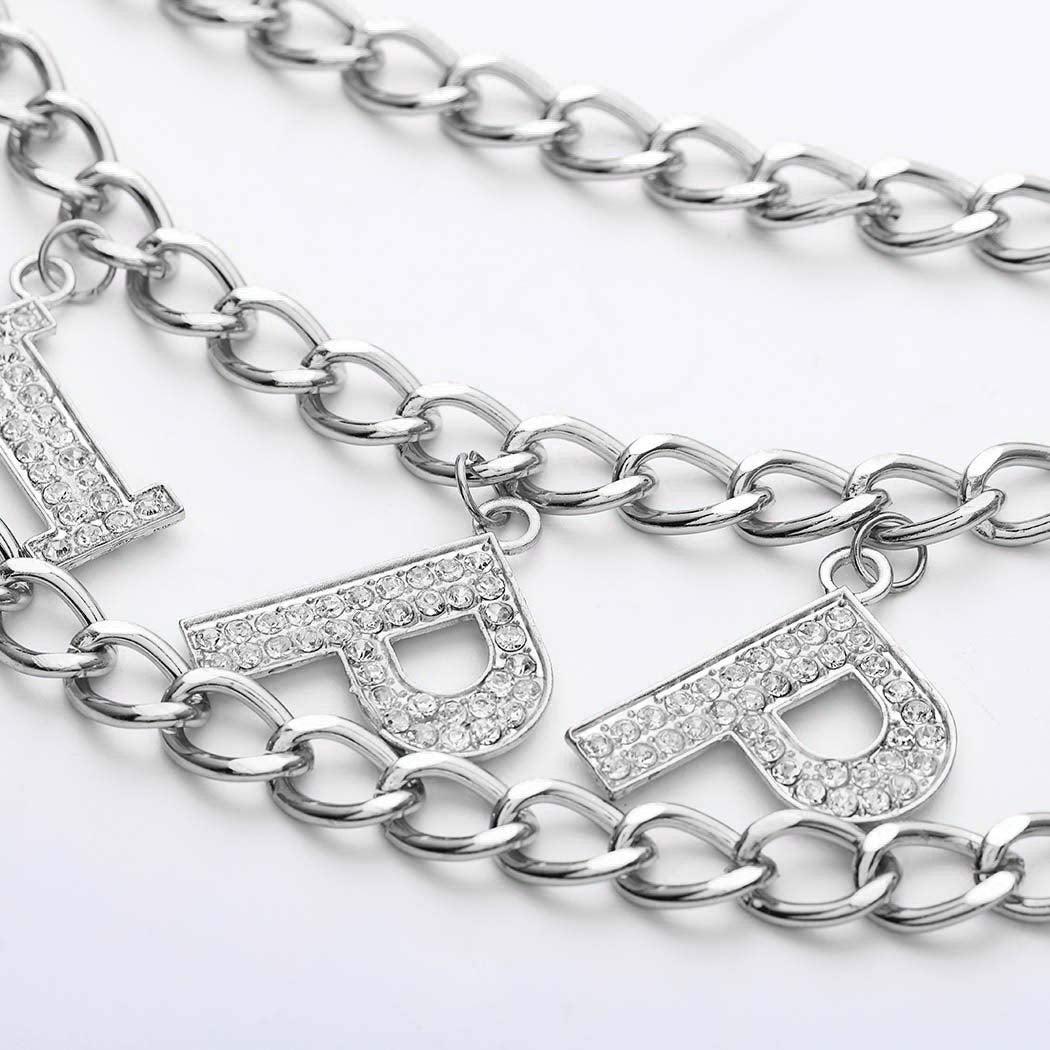 Nicute Layered Waist Chain Letters Rhinestone Belly Chains Fashion Crystal Body Jewelry for Women and Girls (Silver) Apparel & Accessories > Jewelry > Body Jewelry Nicute   