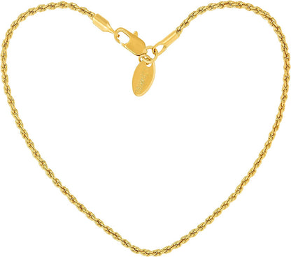 LIFETIME JEWELRY 1Mm Rope Chain Anklet for Women and Teen Girls 24K Real Gold Plated Apparel & Accessories > Jewelry > Anklets LIFETIME JEWELRY Gold 9.0 Inches 