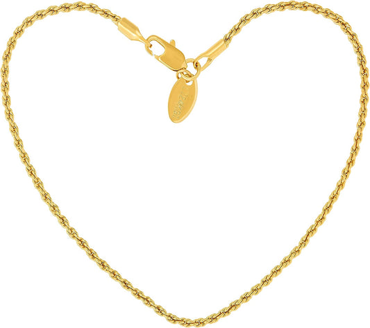 LIFETIME JEWELRY 1Mm Rope Chain Anklet for Women and Teen Girls 24K Real Gold Plated Apparel & Accessories > Jewelry > Anklets LIFETIME JEWELRY Gold 9.0 Inches 