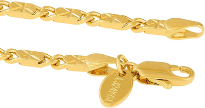 LIFETIME JEWELRY 4Mm Diamond Cut Star Flat Link Chain Anklet 24K Gold Plated Apparel & Accessories > Jewelry > Anklets Lifetime Products Group   