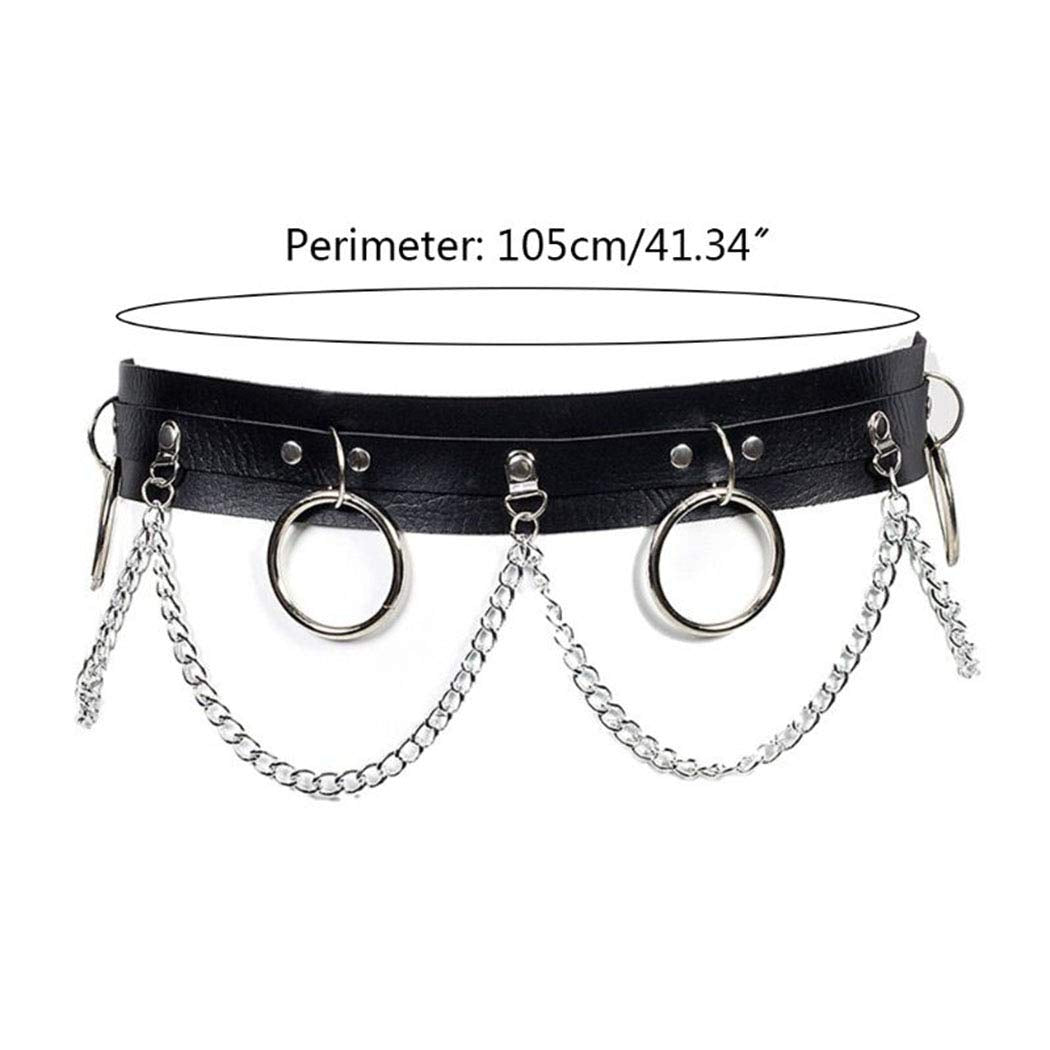 Victray Punk Waist Chain Belt Leather Body Chains Rave Body Jewelry Accessories for Women and Girls (Black) Apparel & Accessories > Jewelry > Body Jewelry Victray   