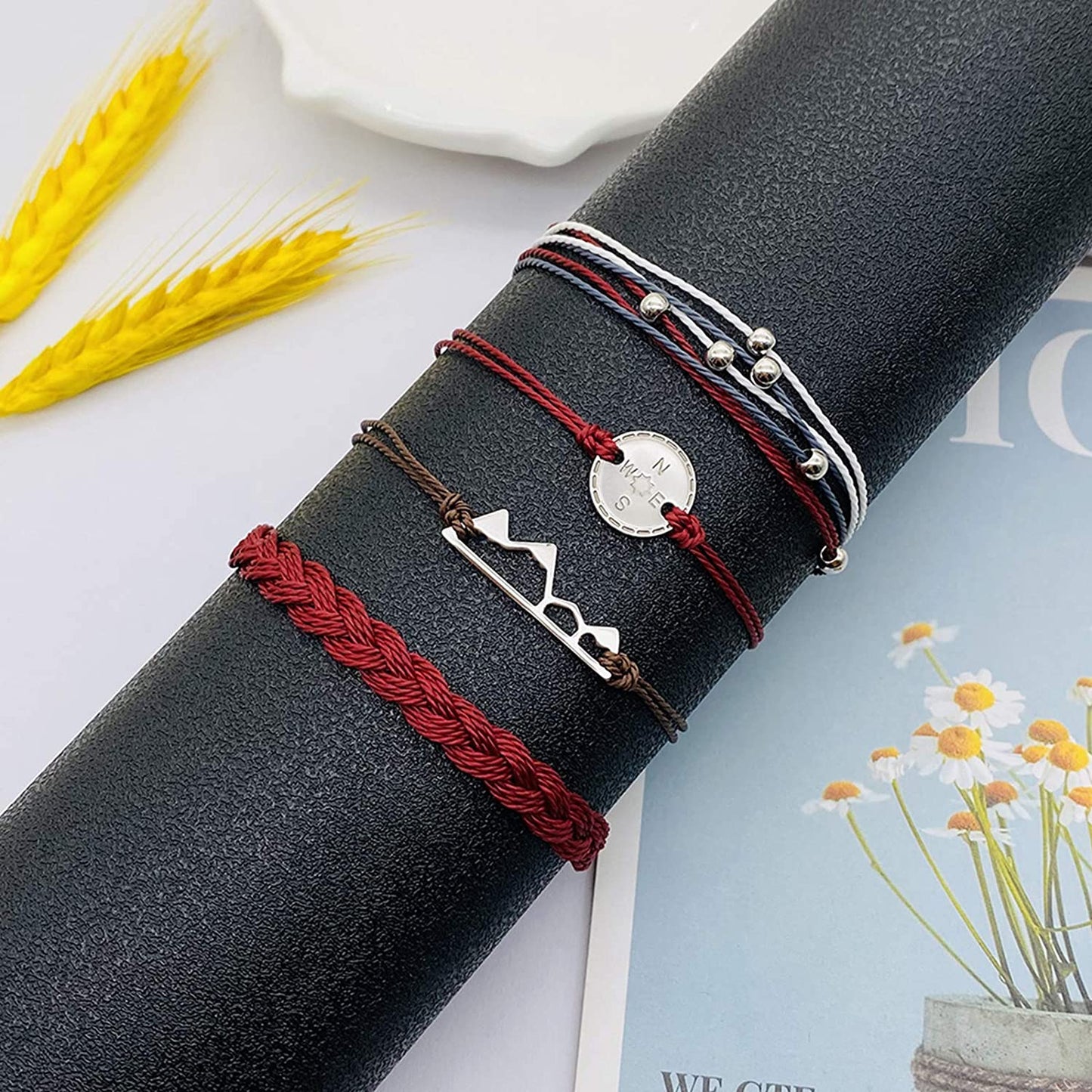 HUASAI Vsco String Bracelets for Teen Girls Women Waterproof Boho Rope Bracelets Wave Surfer Bracelets Summer Beach Anklets Apparel & Accessories > Jewelry > Anklets HUASAI   