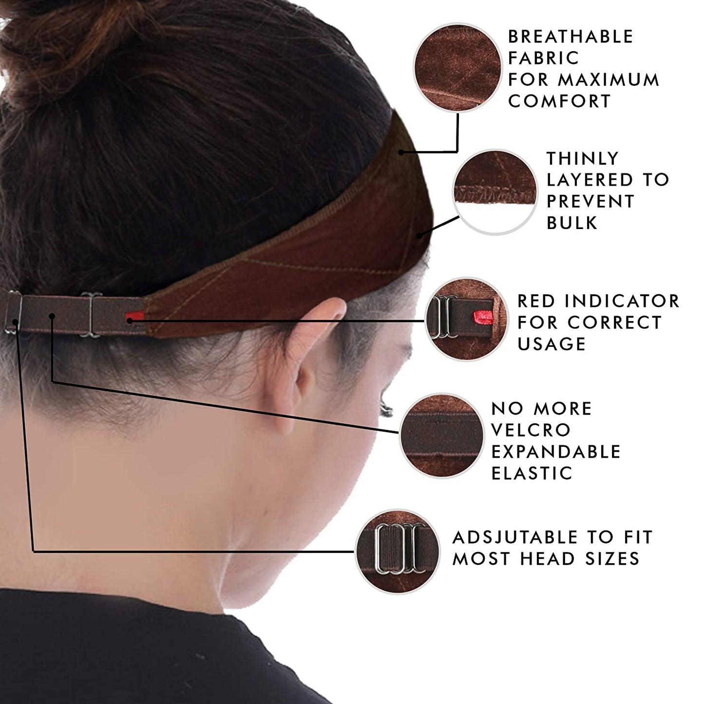 Madison Headwear Wig Grip Headbands for Women- Adjustable to Custom Fit Your Head - Velvet Comfort - Wig Bands No Slip Breathable Lightweight Material for All Day Wear! Keep Wig Comfortably Secured Apparel & Accessories > Clothing Accessories > Headwear Madison Headwear   