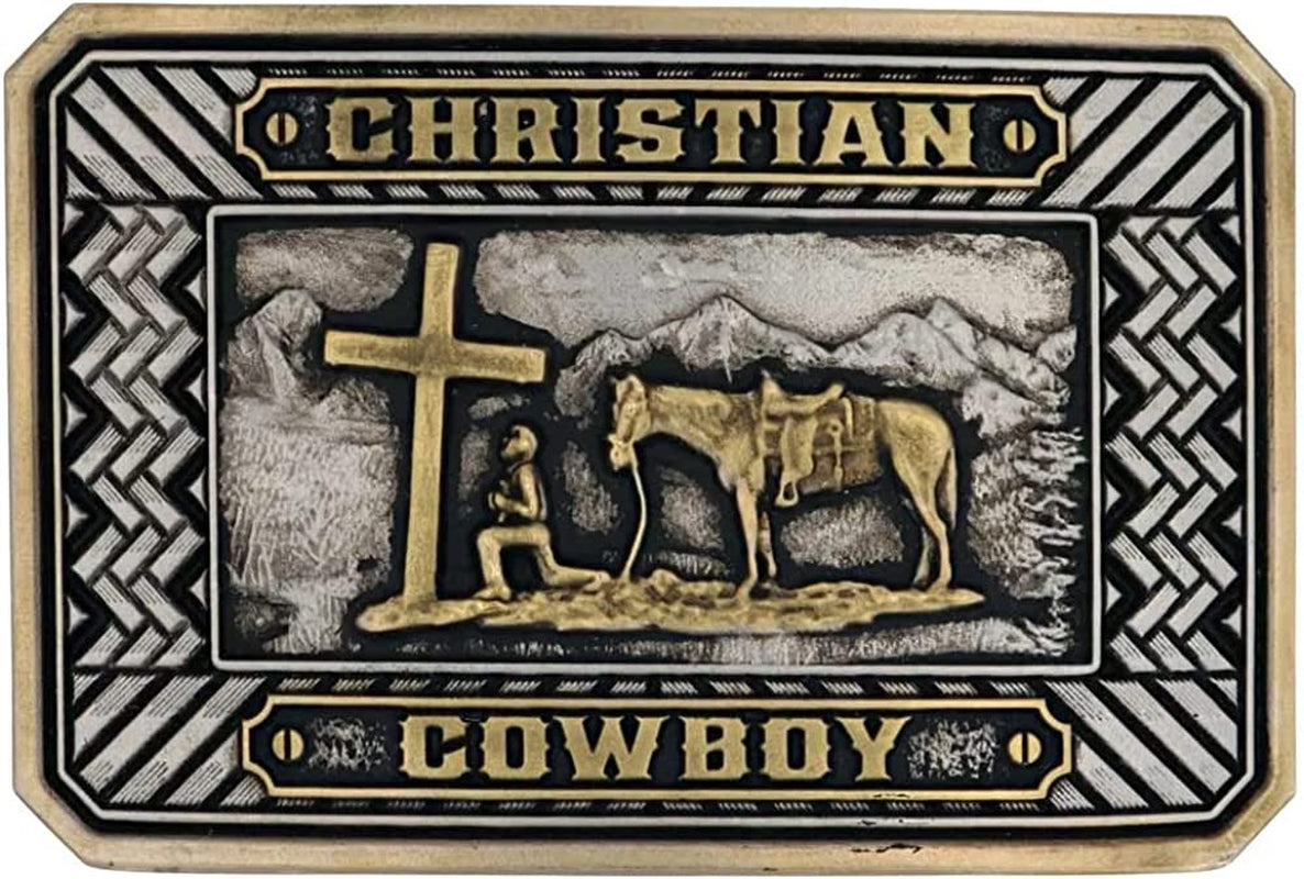 Montana Silversmiths Christian Faith Series Attitude Western Belt Buckle (Beaming Christian Cowboy) Apparel & Accessories > Clothing Accessories > Belt Buckles Montana Silversmiths   
